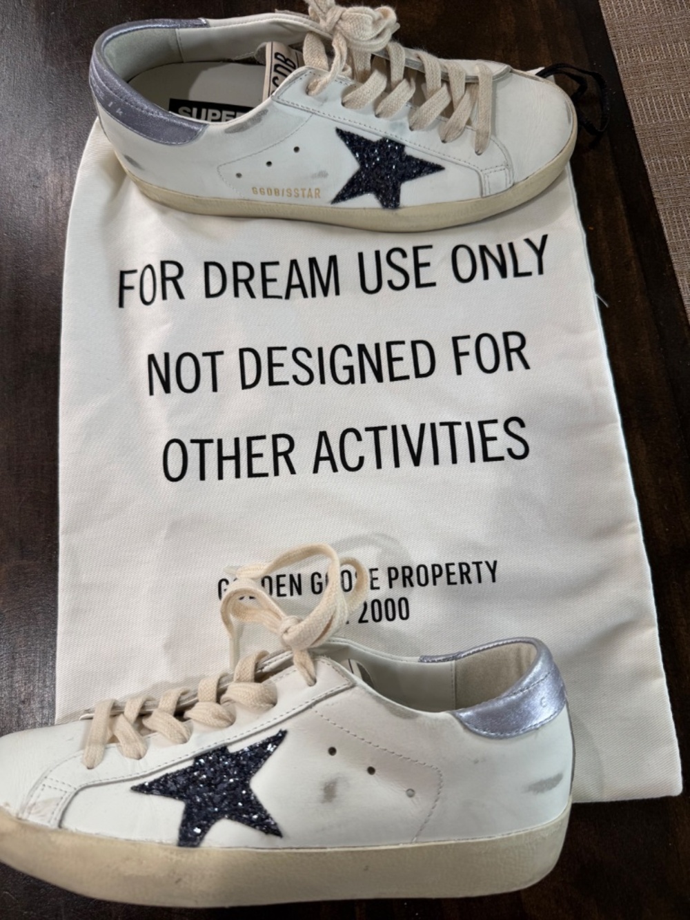 Golden Goose Superstar Glitter Star Leather Sneakers Size 36/US 6 plus dust bag